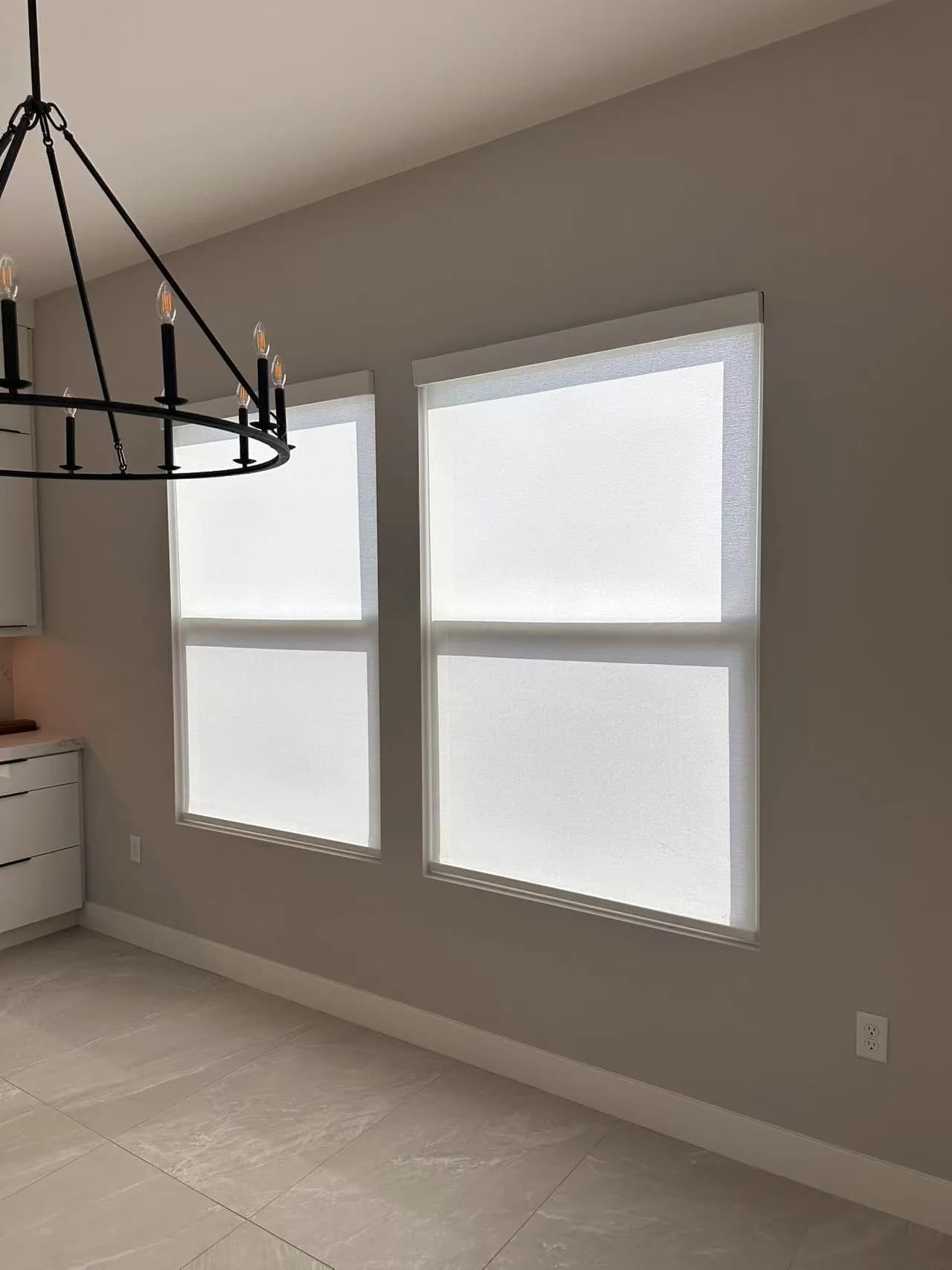 Cellular shade style window treatment in a residential room